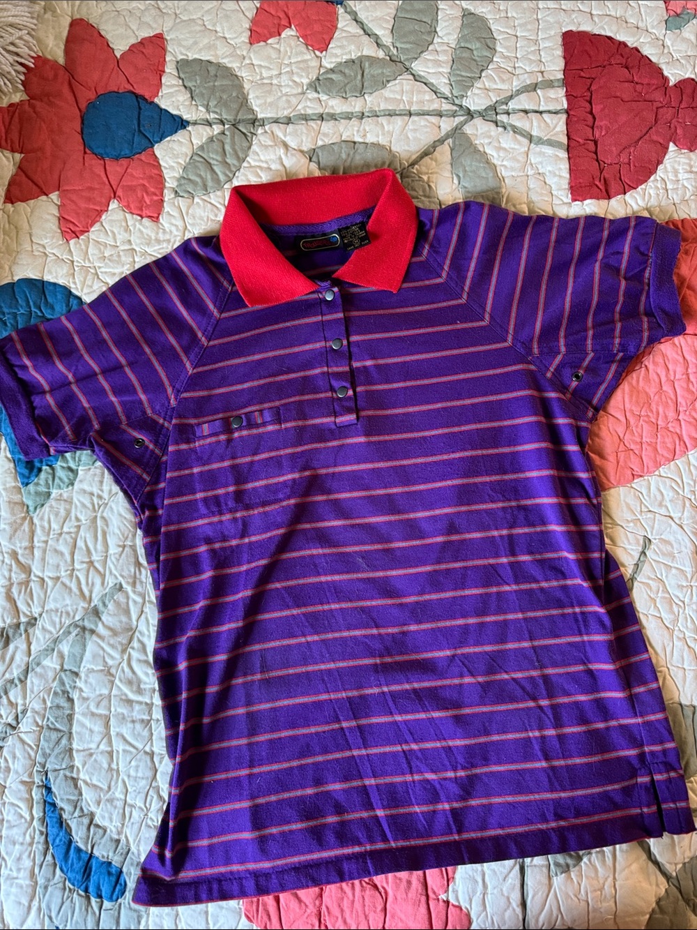 Vintage Trousers Up stripe striped polo Medium M